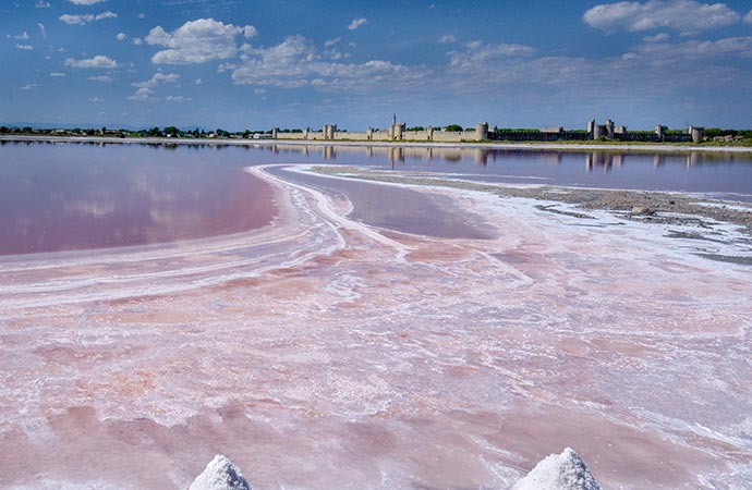 aigues-mortes mer bleu rose camargue