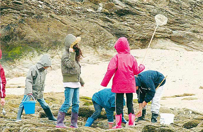 pêche à pied enfants classe de mer bretagne