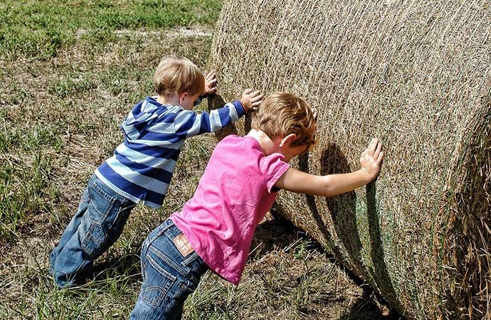 enfants activité botte-de-foin ferme-pédagogique classe découvertes