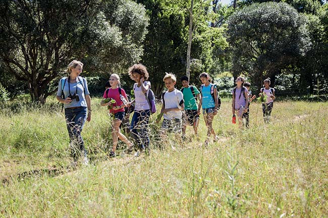 groupe enfants nature randonnée classe découvertes