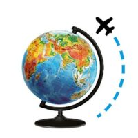 globe terrestre continents avec avion autour