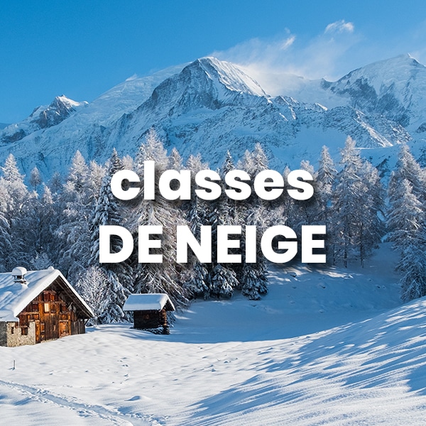 montagne et chalet enneigés classe de neige