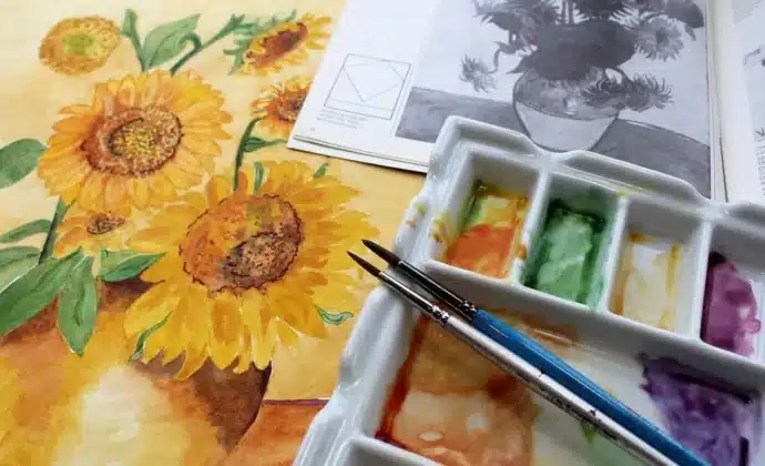 dessin à la peinture aquarelle atelier élèves